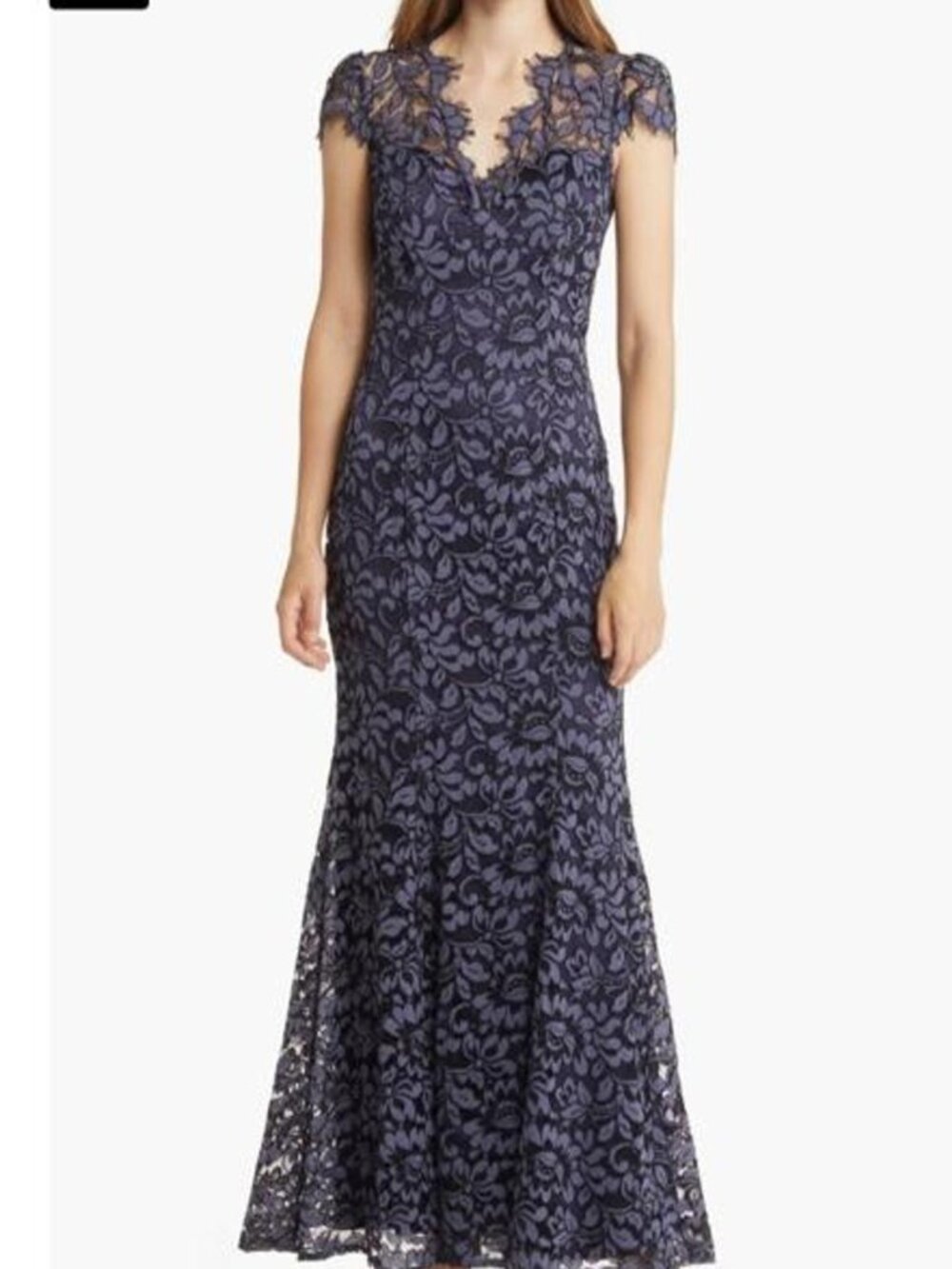 Eliza J--Brand New (NWT) --Navy Illusion Cap Sleeve Gown--Size 6